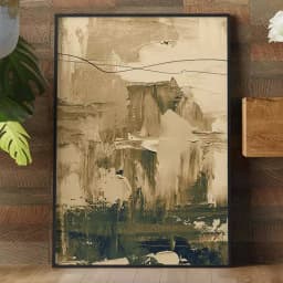 Quadro Decorativo Pinceladas Textura de Tinta Óleo Tons Bege