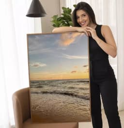 Quadro Decorativo Pôr Do Sol No Horizonte Da Praia