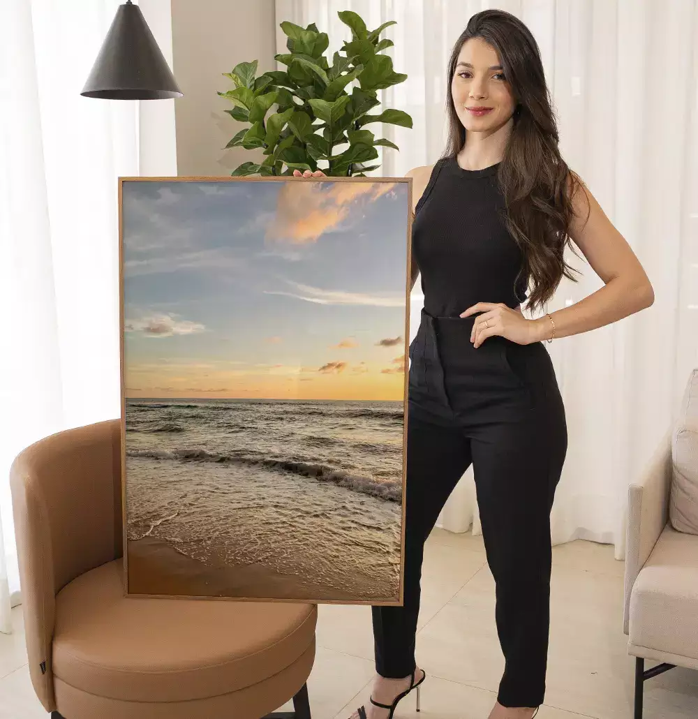 Quadro Decorativo Pôr Do Sol No Horizonte Da Praia