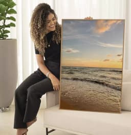 Quadro Decorativo Pôr Do Sol No Horizonte Da Praia