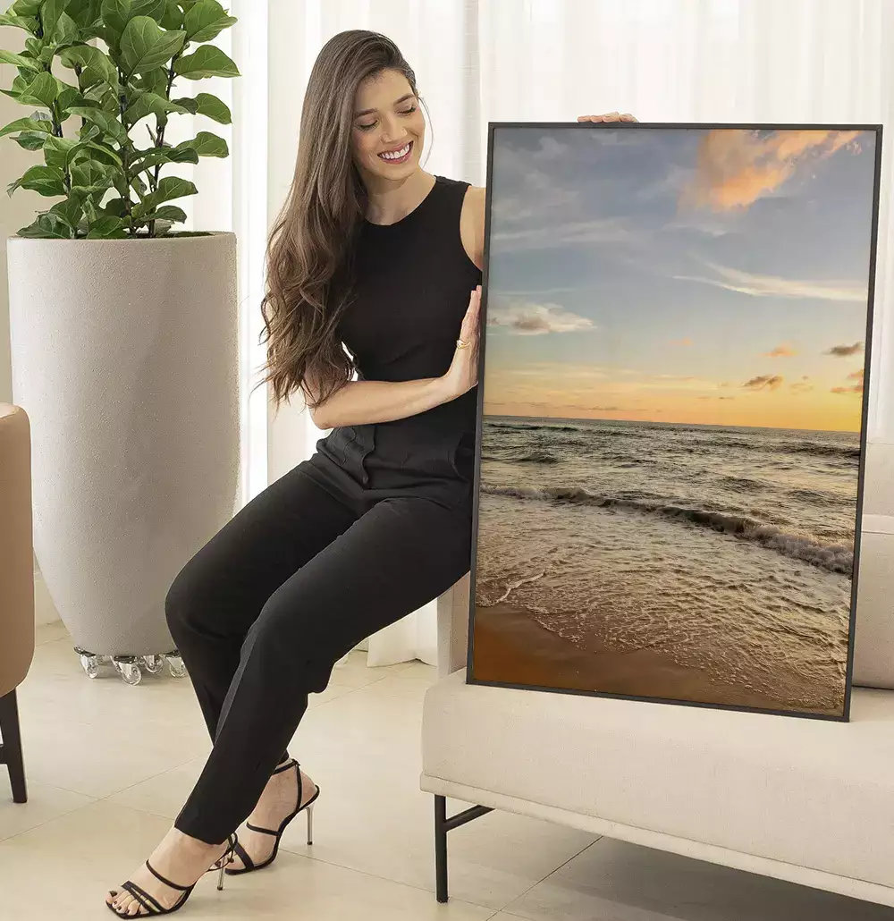 Quadro Decorativo Pôr Do Sol No Horizonte Da Praia