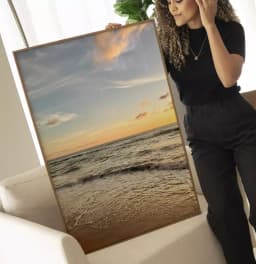Quadro Decorativo Pôr Do Sol No Horizonte Da Praia