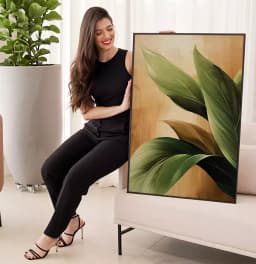Quadro Decorativo Folhas Verdes no Ouro
