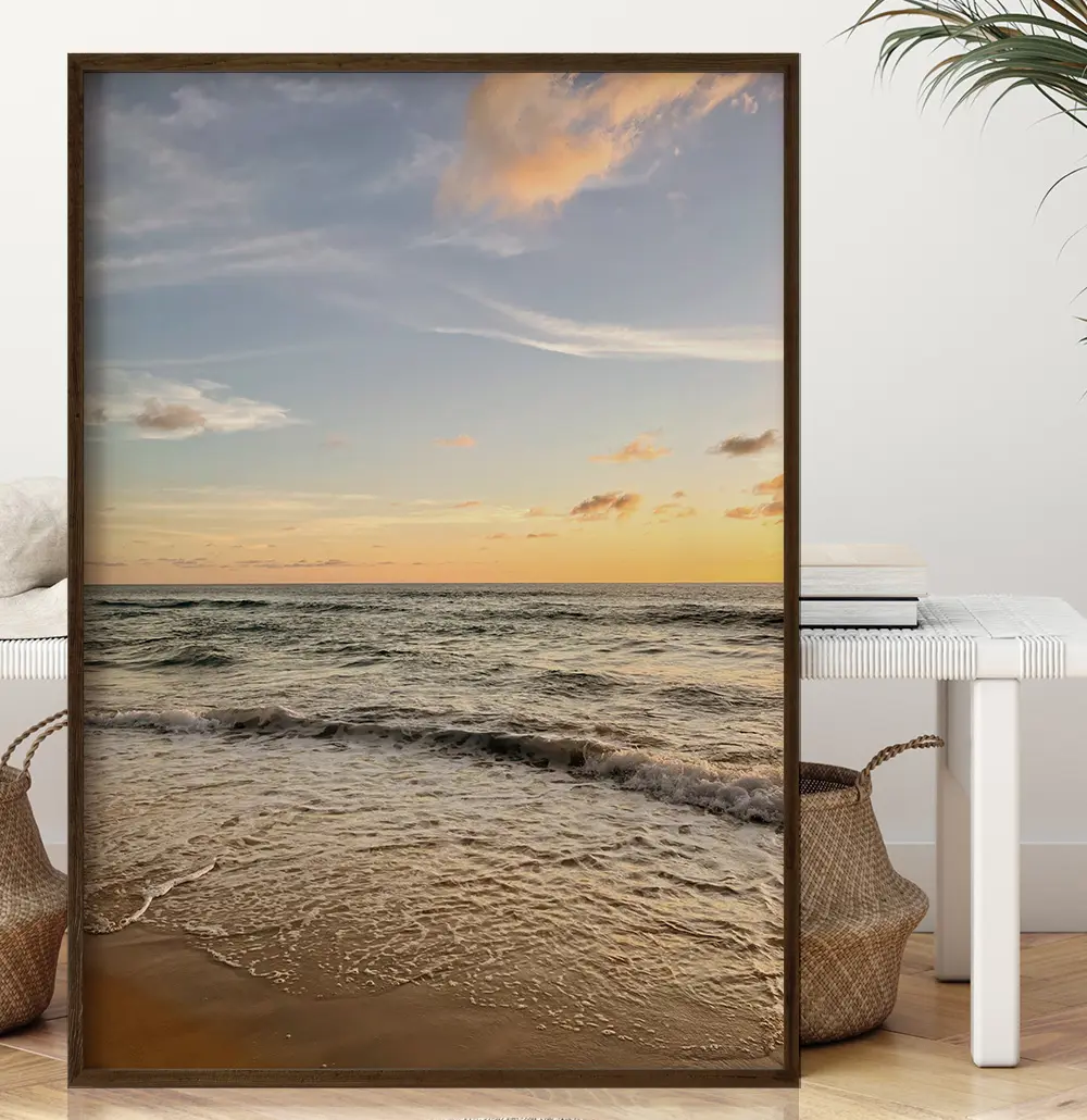 Quadro Decorativo Pôr Do Sol No Horizonte Da Praia