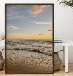 Quadro Decorativo Pôr Do Sol No Horizonte Da Praia