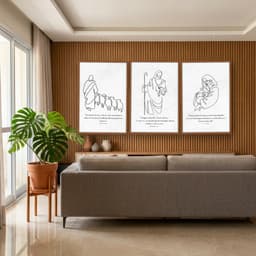 Trio de Quadros Minimalistas - O Bom Pastor