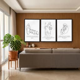 Trio de Quadros Minimalistas - O Bom Pastor